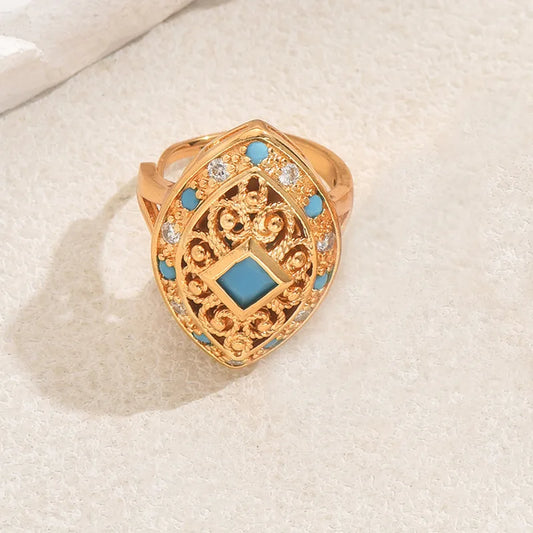 Wholesale Jewelry Elegant Exaggerated Luxurious Geometric Copper Rings