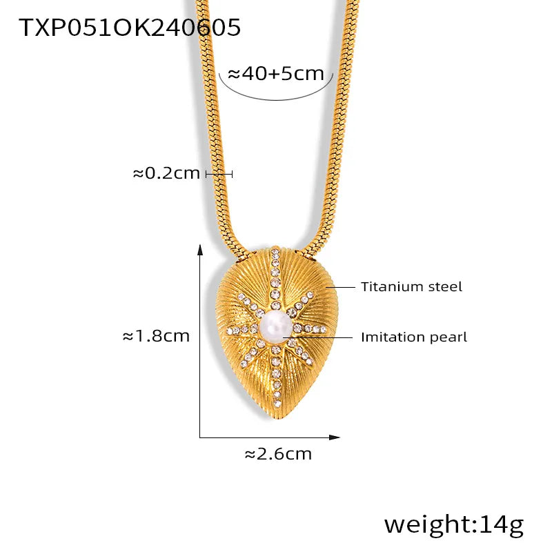 Wholesale Jewelry Elegant French Style Eight Awn Star Water Droplets Lines 304 Stainless Steel Artificial Pearls Rhinestones 18K Gold Plated Inlay Rings Earrings Necklace