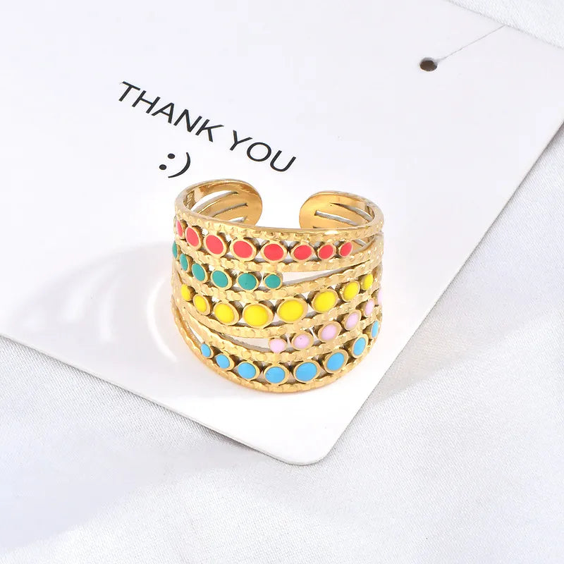 Wholesale Jewelry Elegant Geometric Colorful Titanium Steel Open Rings