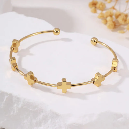 Wholesale Jewelry Elegant Hip-Hop Simple Style Cross Copper Bangle