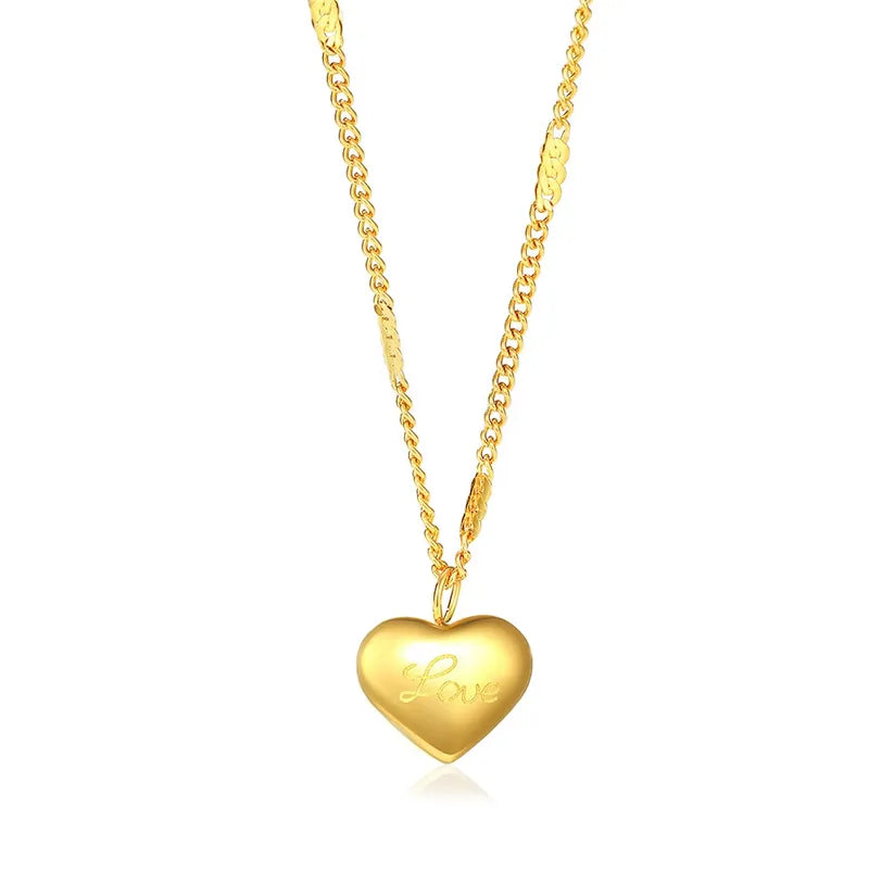 Wholesale Jewelry Elegant Lady Simple Style Heart Shape 304 Stainless Steel Titanium Steel Plating Pendant Necklace