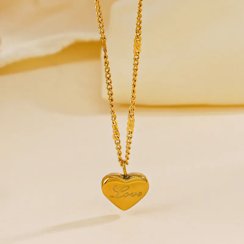 Wholesale Jewelry Elegant Lady Simple Style Heart Shape 304 Stainless Steel Titanium Steel Plating Pendant Necklace