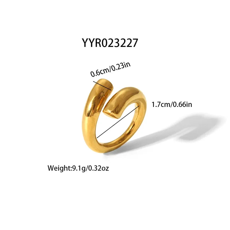 Wholesale Jewelry Elegant Round 304 Stainless Steel 18K Gold Plated Open Rings