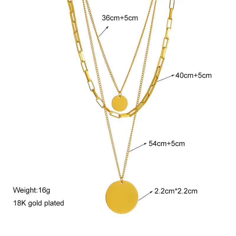 Wholesale Jewelry Elegant Round Solid Color Titanium Steel Chain Pendant Necklace