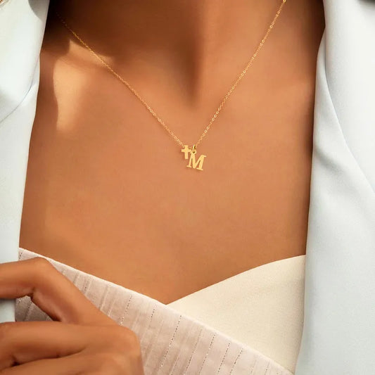 Wholesale Jewelry Elegant Simple Style Classic Style Cross Letter 201 Stainless Steel 304 Stainless Steel Pendant Necklace