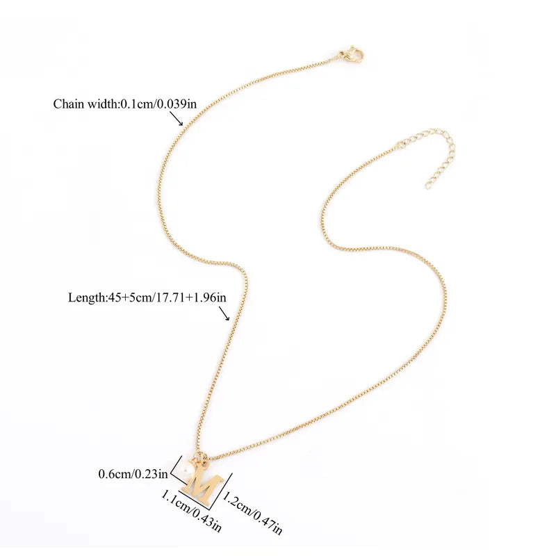 Wholesale Jewelry Elegant Simple Style Classic Style Letter 304 Stainless Steel Artificial Pearl Copper Pendant Necklace