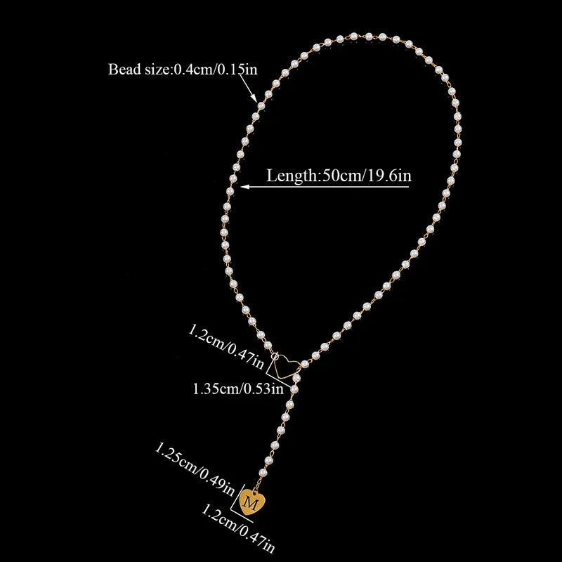 Wholesale Jewelry Elegant Simple Style Classic Style Letter Heart Shape 304 Stainless Steel Artificial Pearl Copper Beaded Pendant Necklace