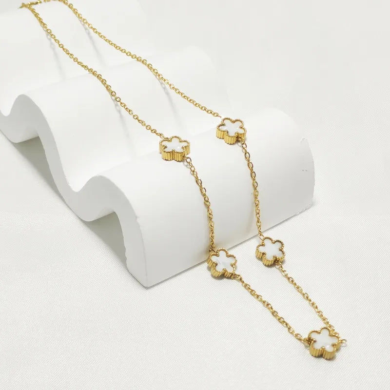 Wholesale Jewelry Elegant Simple Style Commute Flower 304 Stainless Steel 18K Gold Plated Patch Necklace