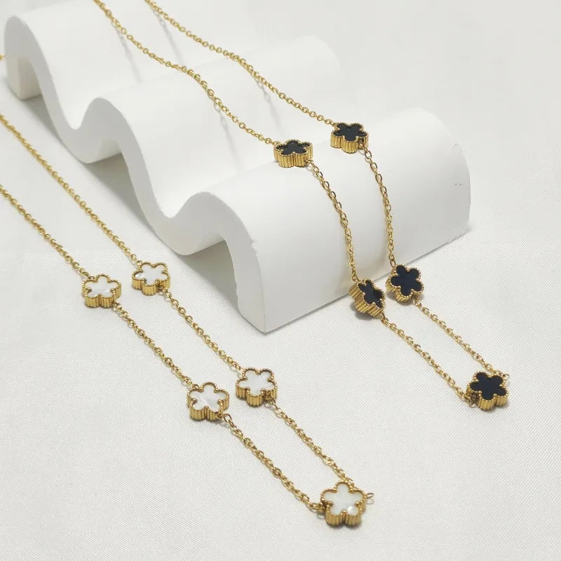 Wholesale Jewelry Elegant Simple Style Commute Flower 304 Stainless Steel 18K Gold Plated Patch Necklace