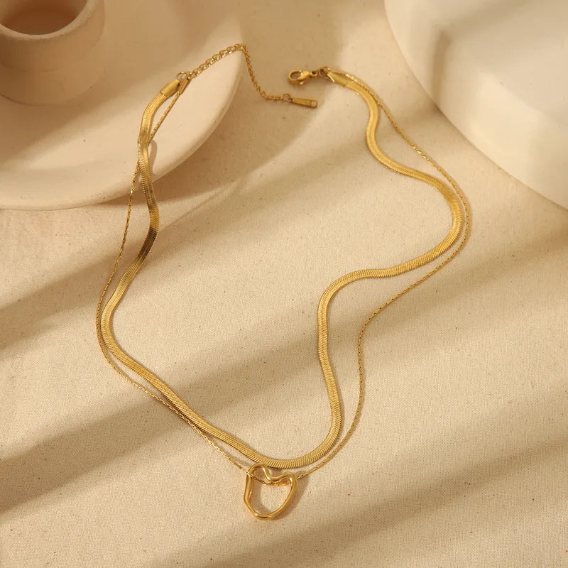 Wholesale Jewelry Elegant Simple Style Commute Heart Shape 304 Stainless Steel 18K Gold Plated Pendant Necklace