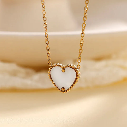 Wholesale Jewelry Elegant Simple Style Heart Shape 304 Stainless Steel 18K Gold Plated Plating Pendant Necklace