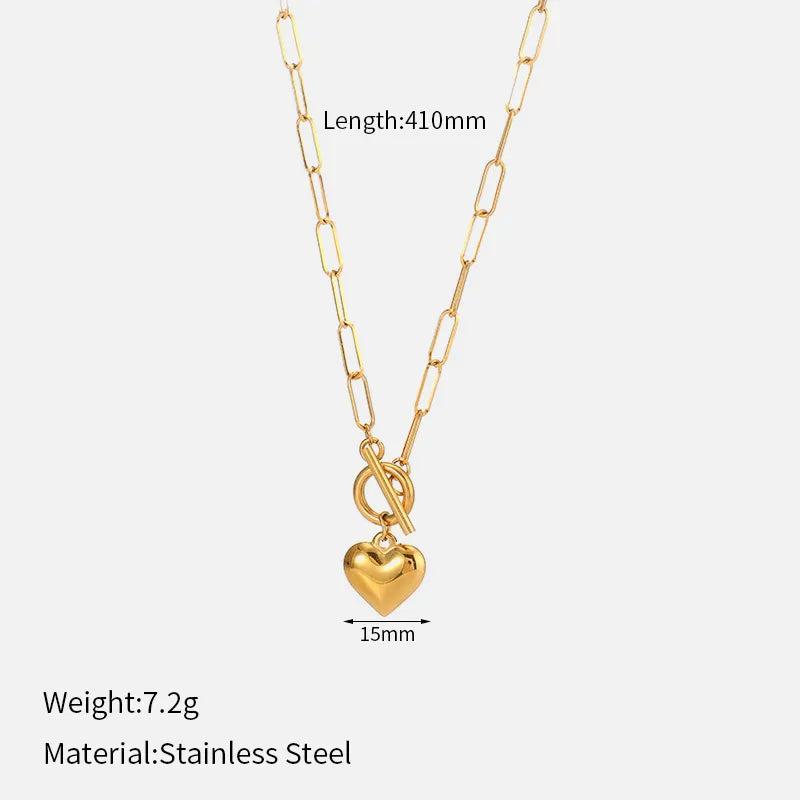 Wholesale Jewelry Elegant Simple Style Streetwear Heart Shape 304 Stainless Steel 18K Gold Plated Plating Pendant Necklace