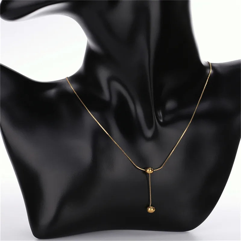 Wholesale Jewelry Elegant Solid Color 304 Stainless Steel 14K Gold Plated 16K Gold Plated 18K Gold Plated Pendant Necklace None