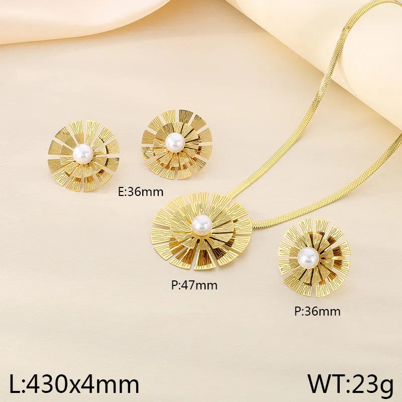 Wholesale Jewelry Elegant Vintage Style Flower 304 Stainless Steel 18K Gold Plated Rings Earrings Necklace