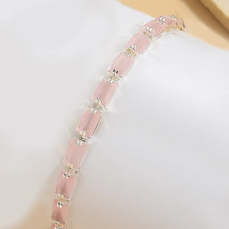 Wholesale Jewelry Glam Pastoral Square Copper Zircon 14K Gold Plated Bracelets Tennis Chain