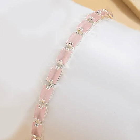 Wholesale Jewelry Glam Pastoral Square Copper Zircon 14K Gold Plated Bracelets Tennis Chain