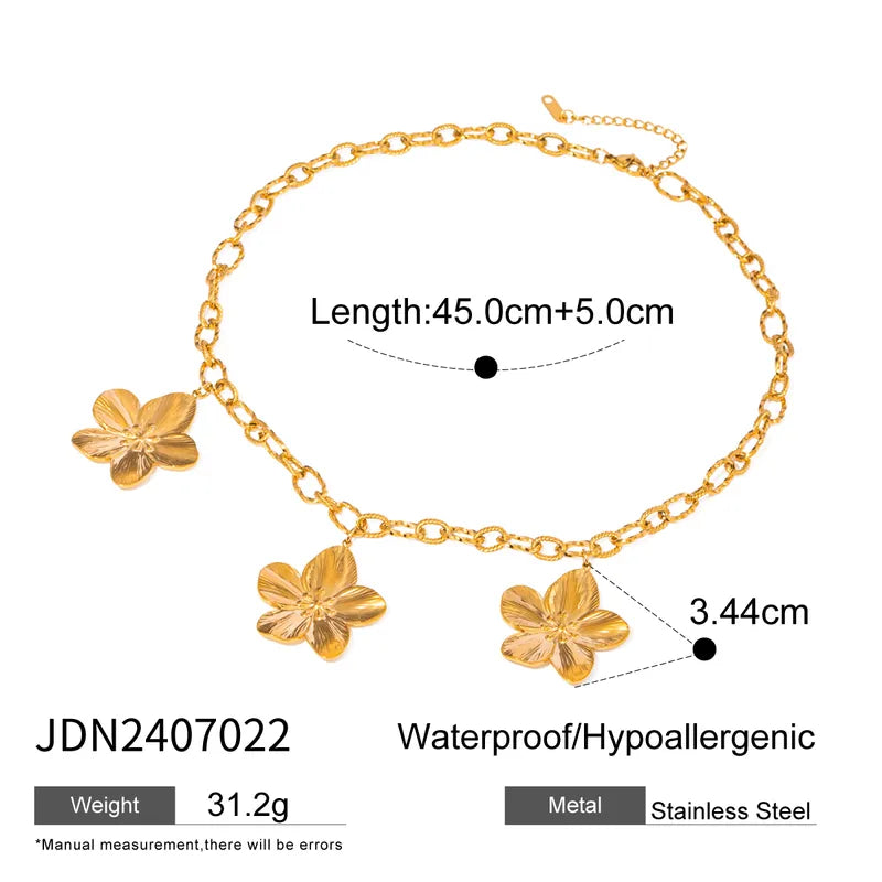 Wholesale Jewelry Glam Simple Style Classic Style Floral 304 Stainless Steel Necklace