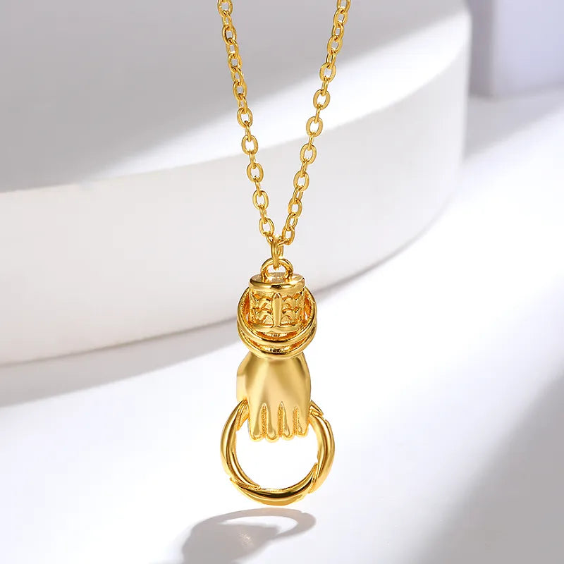 Wholesale Jewelry Hip-Hop Exaggerated Hand 304 Stainless Steel Plating Pendant Necklace