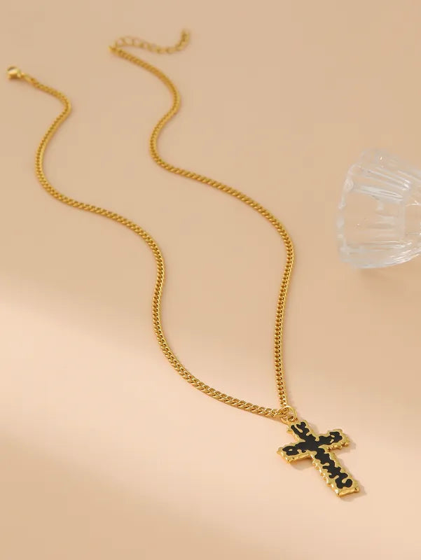 Wholesale Jewelry Hip-Hop Punk Cool Style Cross 304 Stainless Steel 18K Gold Plated Pendant Necklace