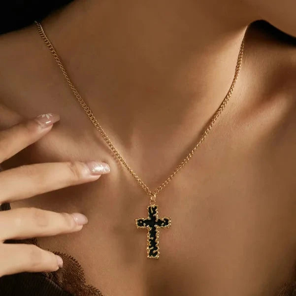 Wholesale Jewelry Hip-Hop Punk Cool Style Cross 304 Stainless Steel 18K Gold Plated Pendant Necklace