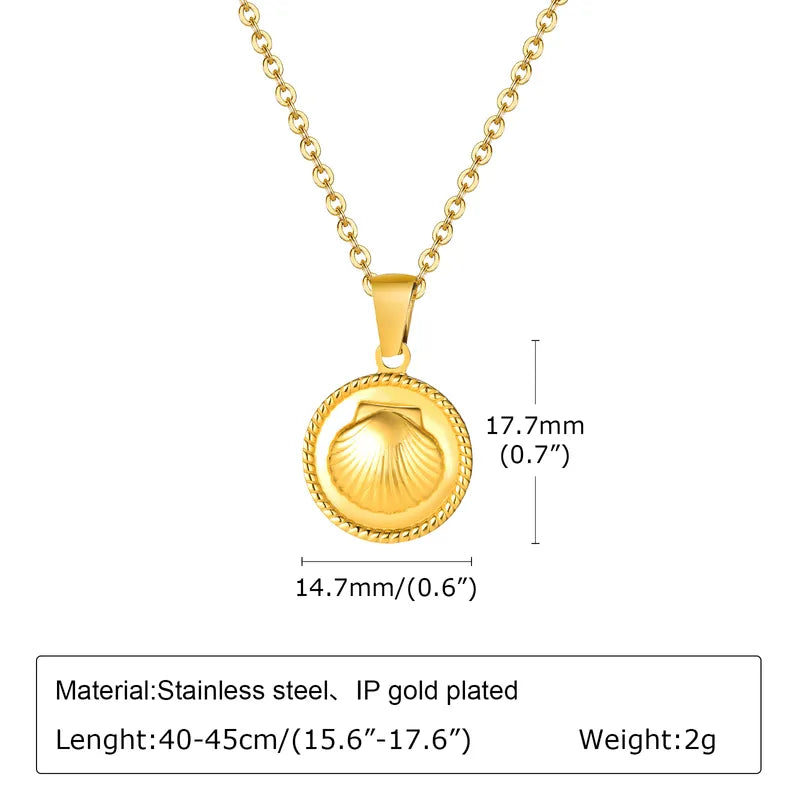 Wholesale Jewelry IG Style Beach Shell 201 Stainless Steel 18K Gold Plated Pendant Necklace