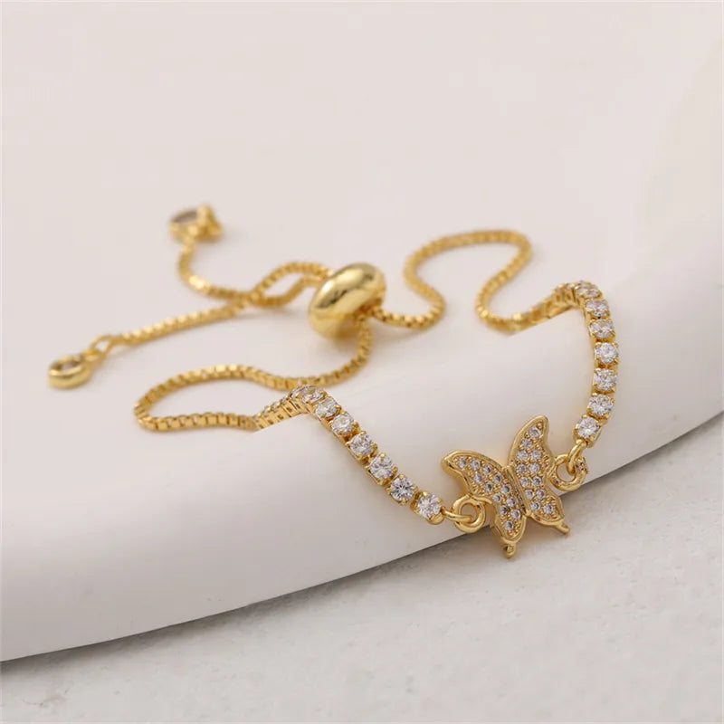 Wholesale Jewelry IG Style Butterfly Copper Zircon Inlay Bracelets Box Chain