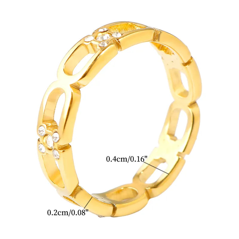 Wholesale Jewelry IG Style Casual Commute Geometric 304 Stainless Steel Zircon Hollow Out Inlay Rings