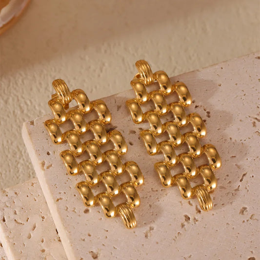 Wholesale Jewelry IG Style Casual Coral Rhombus 304 Stainless Steel 18K Gold Plated Drop Earrings Ear Studs