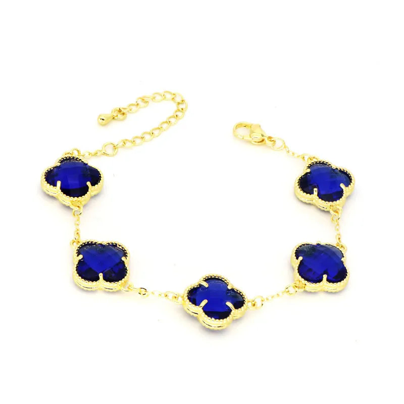 Wholesale Jewelry IG Style Classic Style Four Leaf Clover Copper Glass 18K Gold Plated Polishing Plating Inlay Bracelets