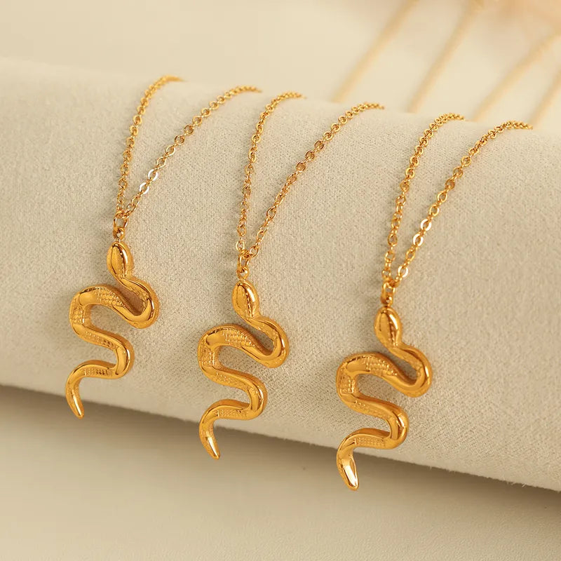 Wholesale Jewelry IG Style Cool Style Snake 304 Stainless Steel 18K Gold Plated Plating Pendant Necklace