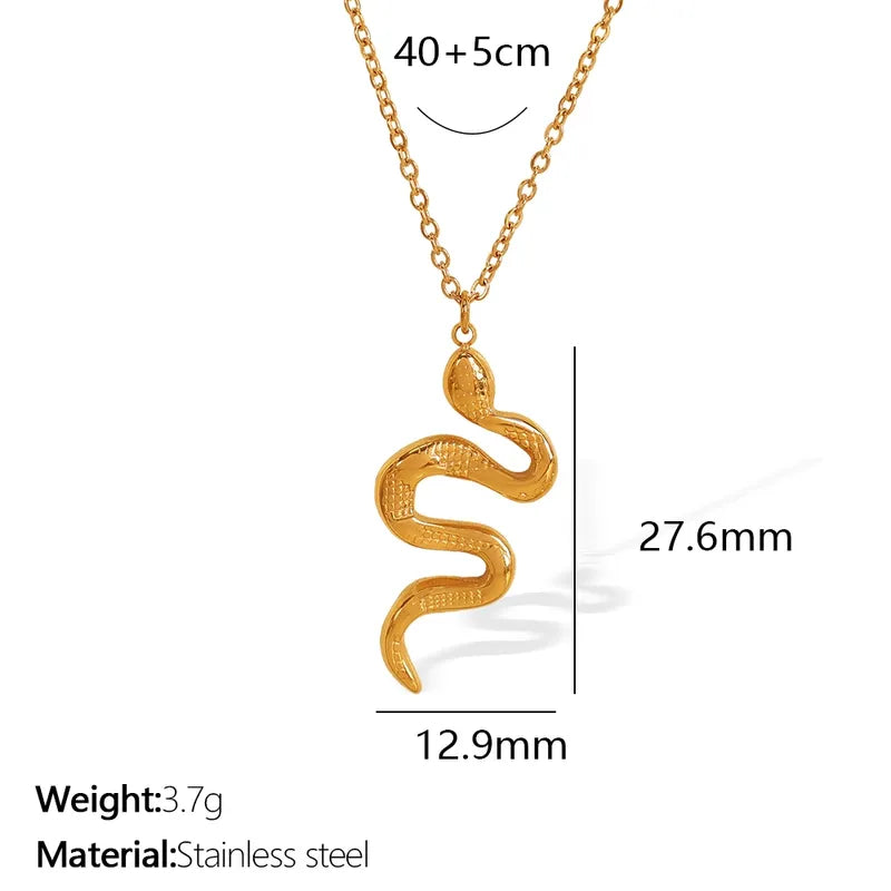 Wholesale Jewelry IG Style Cool Style Snake 304 Stainless Steel 18K Gold Plated Plating Pendant Necklace