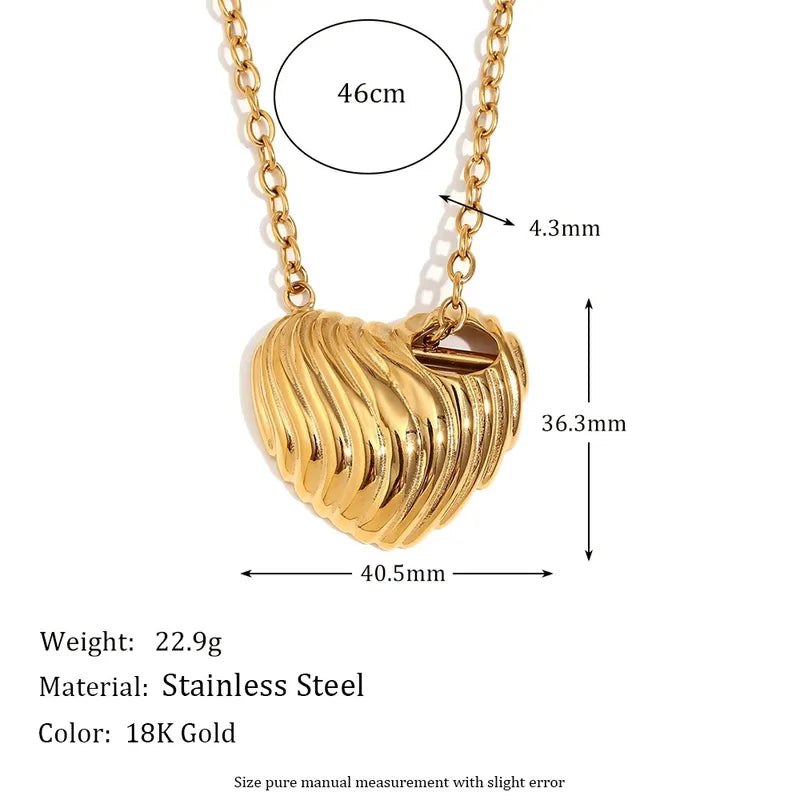 Wholesale Jewelry IG Style Heart Shape 304 Stainless Steel 18K Gold Plated Toggle Plating Pendant Necklace