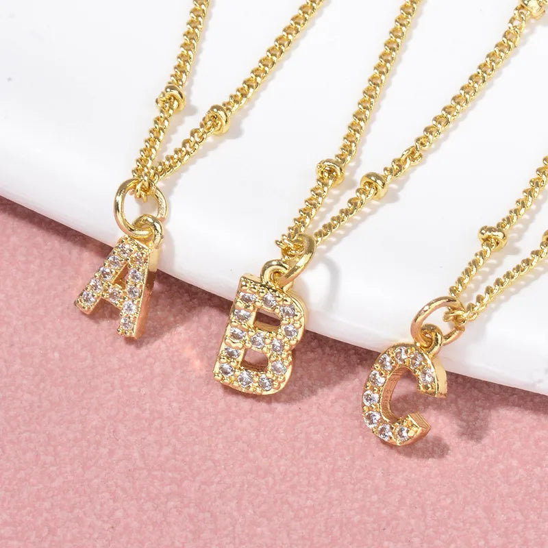 Wholesale Jewelry IG Style Modern Style Korean Style Letter Copper Rhinestones Pendant Necklace