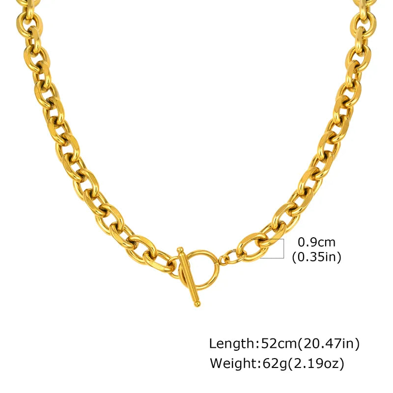 Wholesale Jewelry IG Style Simple Style Geometric 304 Stainless Steel 18K Gold Plated Necklace Cable Chain