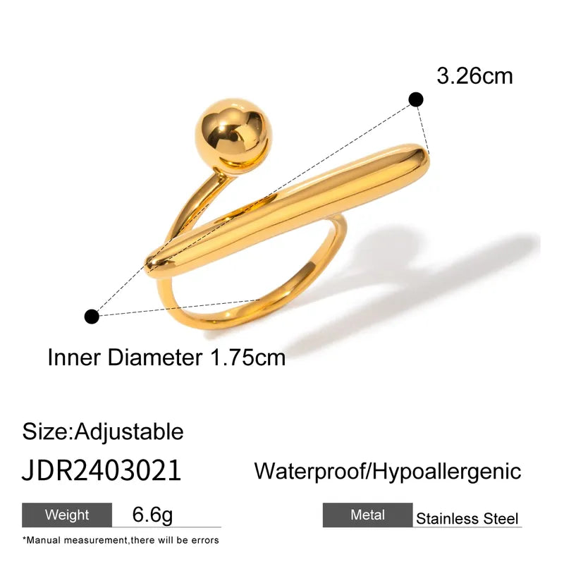 Wholesale Jewelry IG Style Simple Style Geometric 316 Stainless Steel 18K Gold Plated Open Rings