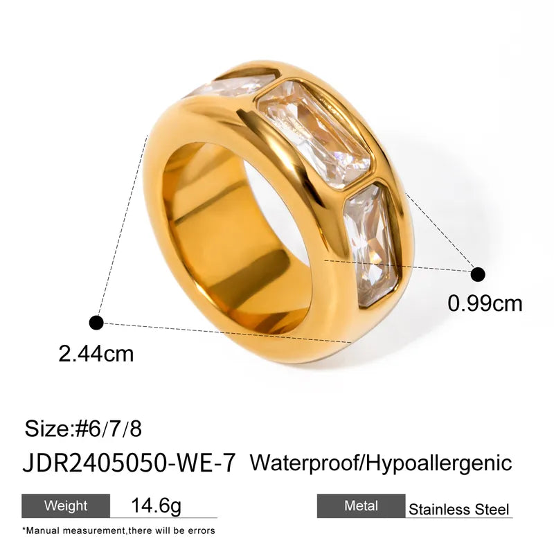 Wholesale Jewelry IG Style Simple Style Round Rectangle 316 Stainless Steel Zircon Inlay Rings