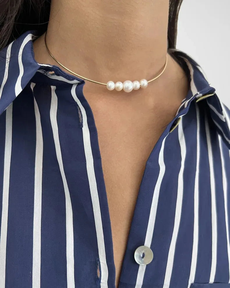 Wholesale Jewelry IG Style Simple Style Round Shell 304 Stainless Steel Pearl Choker