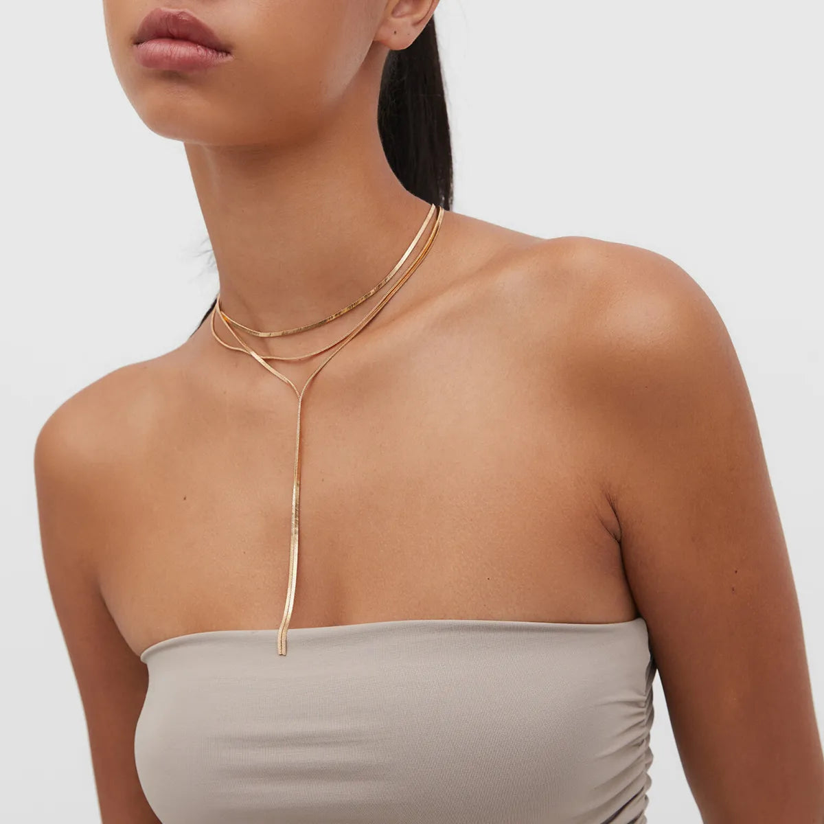 Wholesale Jewelry IG Style Simple Style Solid Color 304 Stainless Steel Three Layer Necklace