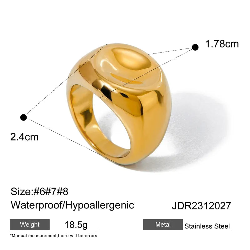 Wholesale Jewelry IG Style Solid Color 304 Stainless Steel 18K Gold Plated Rings