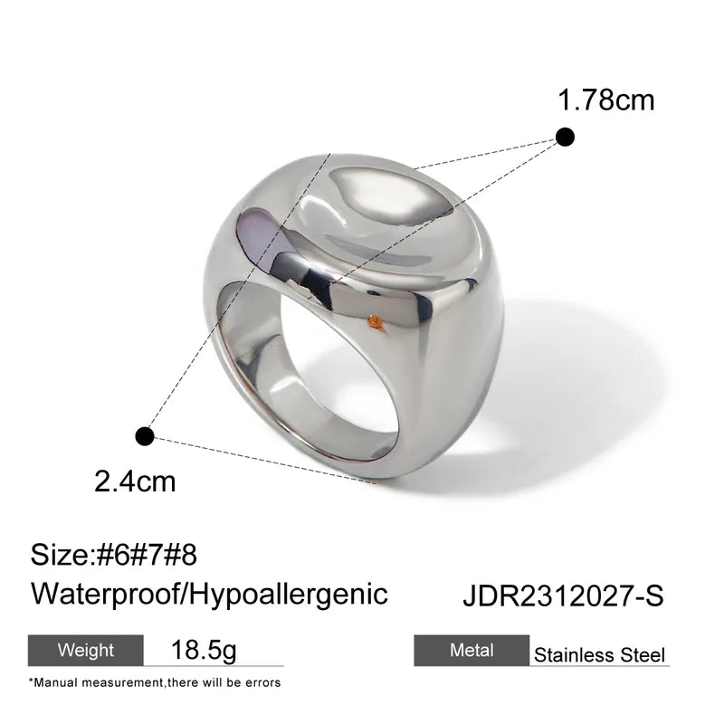 Wholesale Jewelry IG Style Solid Color 304 Stainless Steel 18K Gold Plated Rings