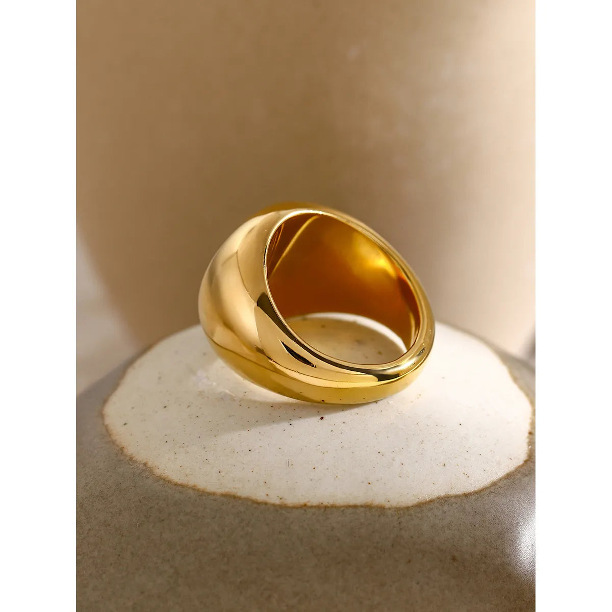 Wholesale Jewelry IG Style Solid Color 304 Stainless Steel 18K Gold Plated Rings