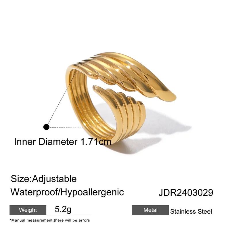 Wholesale Jewelry IG Style Solid Color 316 Stainless Steel Titanium Steel 18K Gold Plated Plating Open Rings