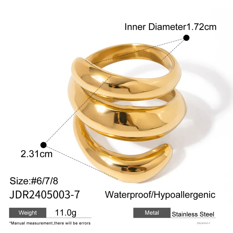 Wholesale Jewelry IG Style Spring Solid Color Lines 316 Stainless Steel 18K Gold Plated Rings