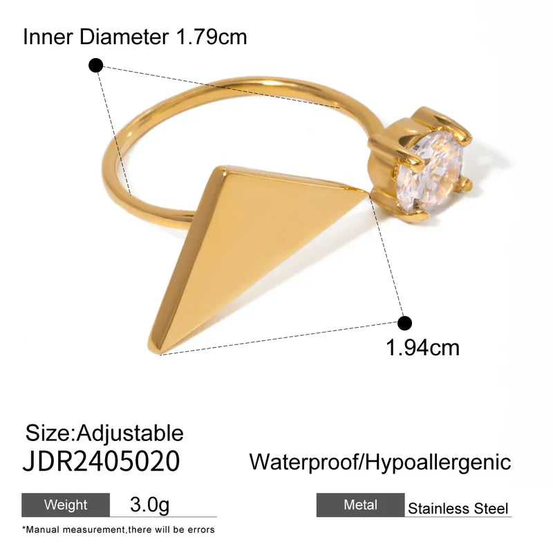 Wholesale Jewelry IG Style Triangle 304 Stainless Steel Zircon Inlay Rings