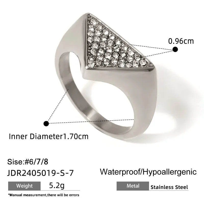 Wholesale Jewelry IG Style Triangle 316 Stainless Steel Rhinestones Inlay Rings