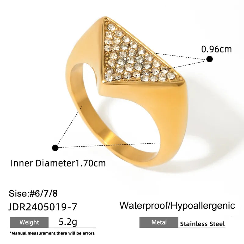 Wholesale Jewelry IG Style Triangle 316 Stainless Steel Rhinestones Inlay Rings