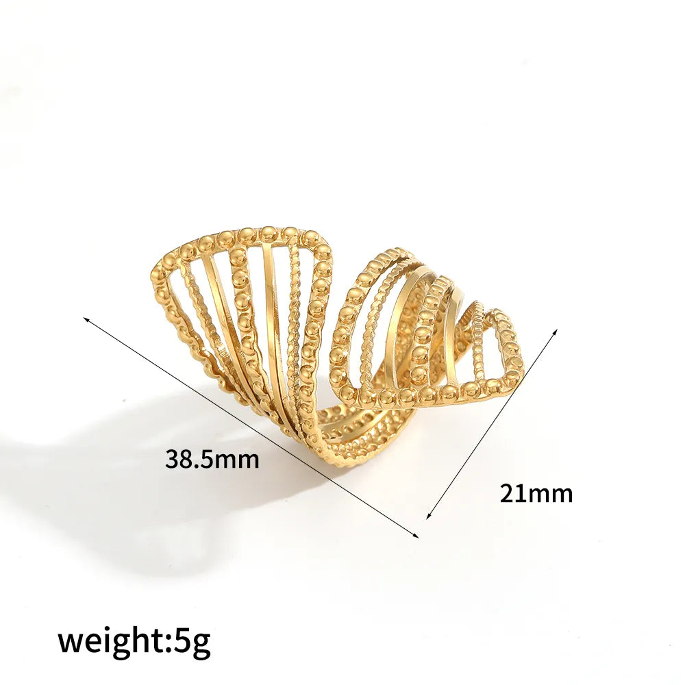 Wholesale Jewelry IG Style Vintage Style Exaggerated Geometric Flower 304 Stainless Steel 18K Gold Plated Rings