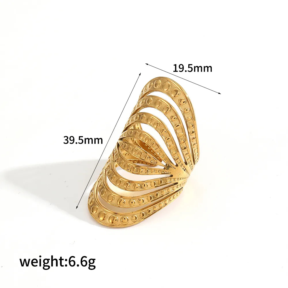 Wholesale Jewelry IG Style Vintage Style Exaggerated Geometric Flower 304 Stainless Steel 18K Gold Plated Rings