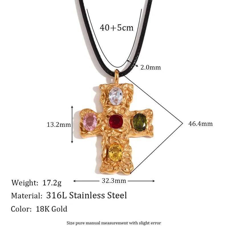 Wholesale Jewelry Lady Cross Bear 304 Stainless Steel 316L Stainless Steel Zircon Plating Pendant Necklace