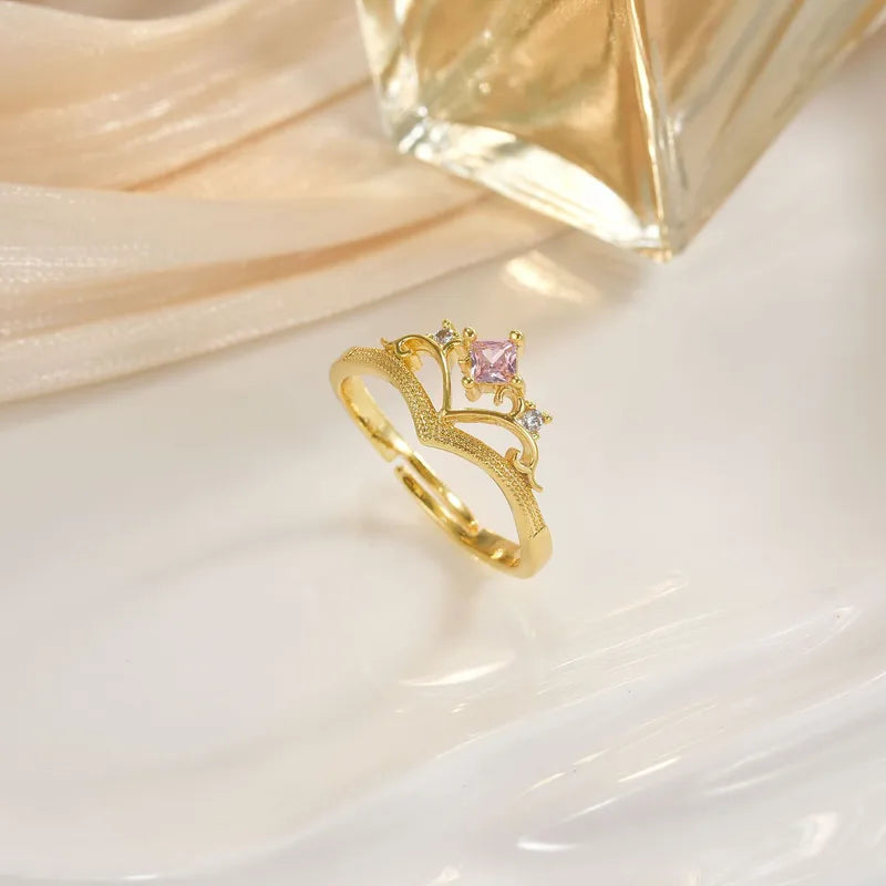 Wholesale Jewelry Lady Heart Shape Crown Copper Plating Open Rings